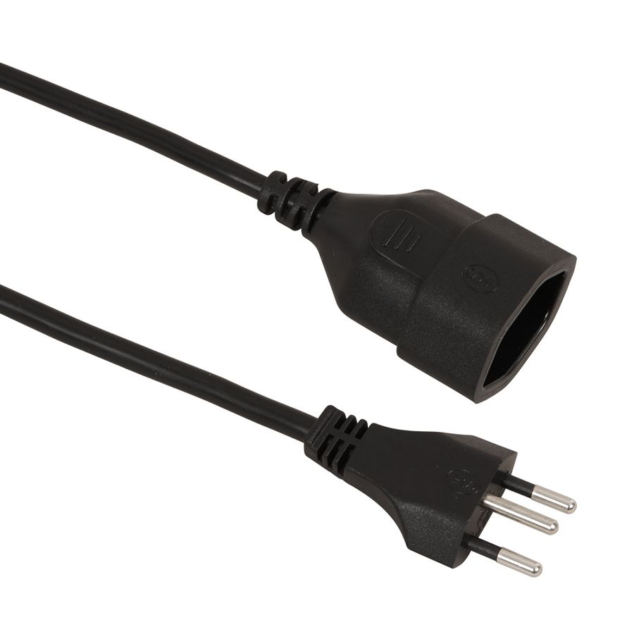 Verlängerungskabel 3-Polig 3m, schwarz, H05VV-F 3G1.0mm2, mit Kinderschutz, 230V - 10A