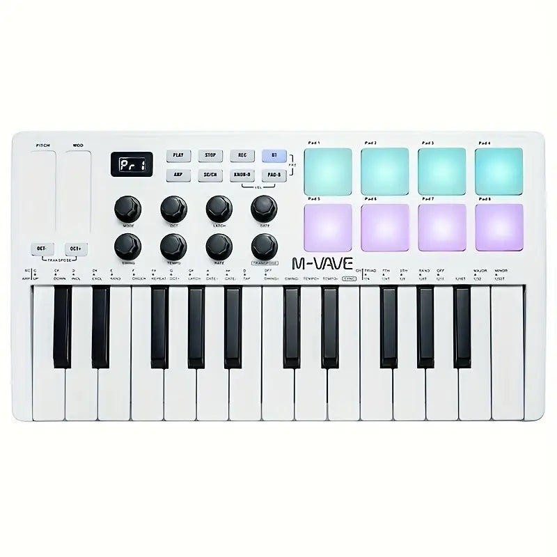 M-VAVE 25-Tasten Tragbare MIDI-Keyboard mit Akku & USB/Batteriebetrieben