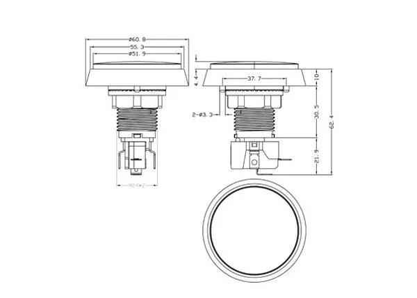 Arcade Button 60mm, blau, LED 12V DC – Ansicht 4