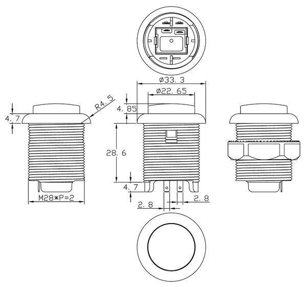 Arcade Button 30mm, transparent, LED 5V DC, blau – Ansicht 3