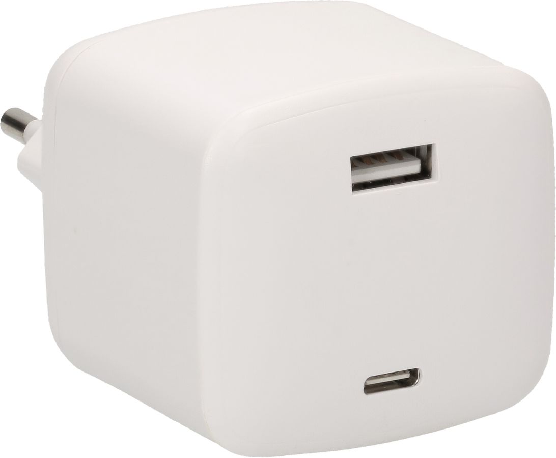 USB Schnellladeadapter 1x USB-C PD 1x USB-A 45W weiss