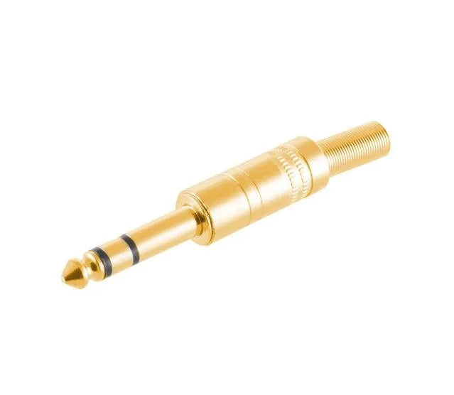 6,3mm 3-Pin Stereo-Klinkenstecker Audio-Stecker, vergoldete Kontakte, Metallgehäuse, Lötanschluss