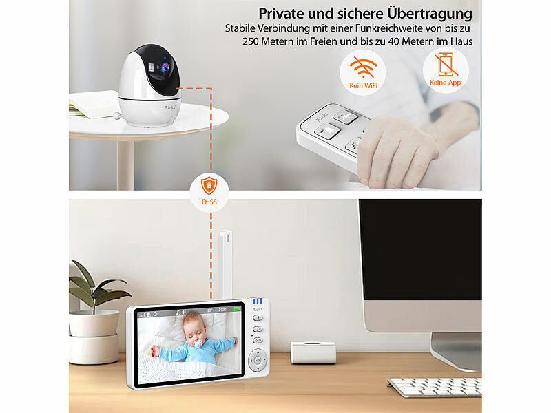 7links HD-Video-Baby Seniorenkamera, schwenk- & neigbar, mit Notruf-Fernbedienung elektroniktrade Switzerland