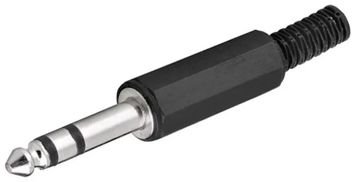 Klinkenstecker, 6,35mm, Stereo / 3 Polig, Plastikausführung mit Knickschutz, Lötanschluss