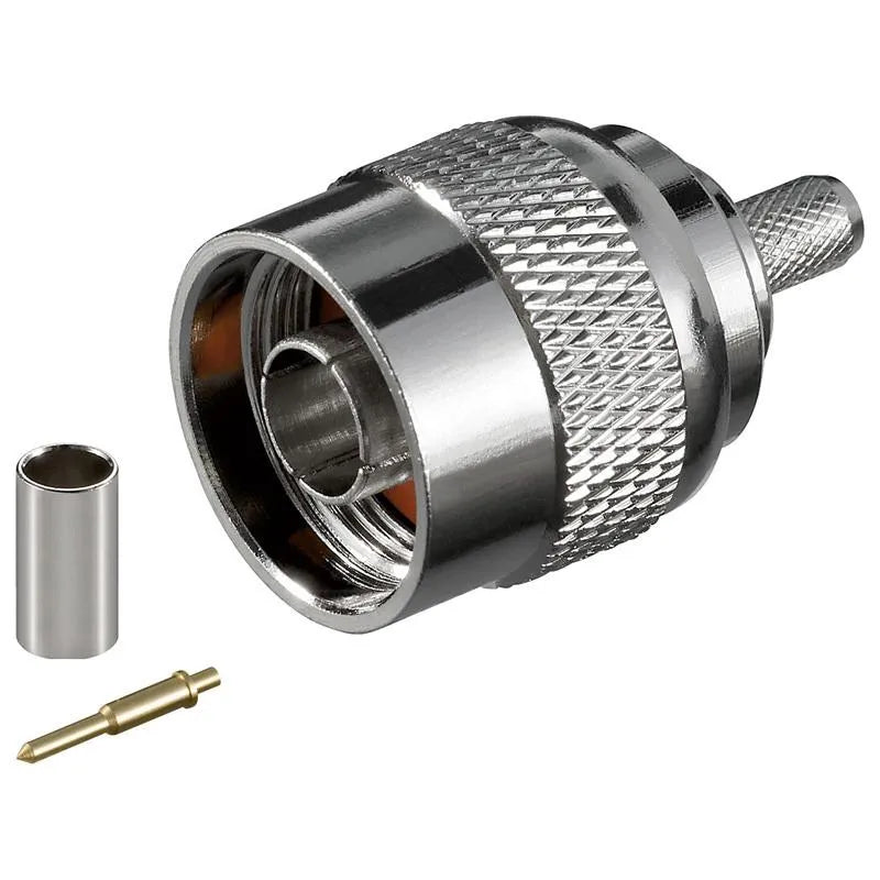 N-Stecker mit ø 5,2 mm für RG 58/U Kabel mit Goldpin, Crimpversion