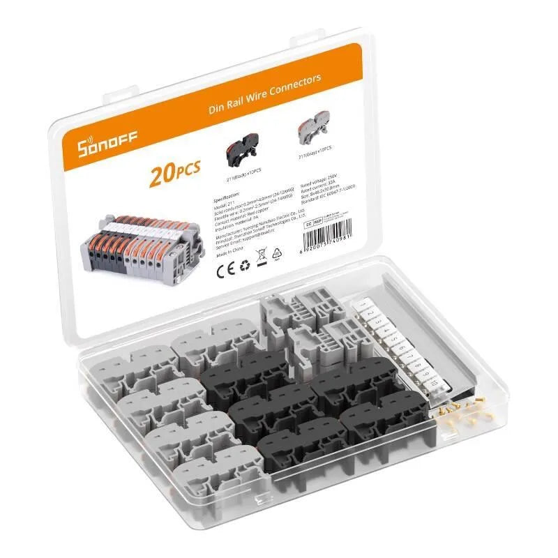 Sonoff 211 DIN Rail Wire Connector Set, 20 Stück