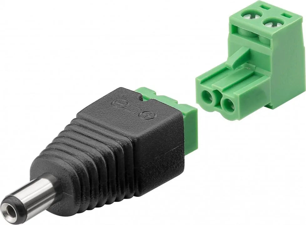 Terminalblock 2-pin > DC-Stecker 5,50x2,10 mm, abnehmbare Schraubbefestigung