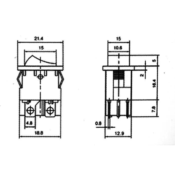 Zweipoliger Wippschalter T1323016 – weitere Ansicht