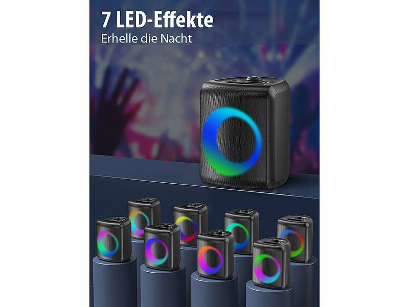 auvisio Mobile Outdoor-PA-Partyanlage & -Bluetooth-Boombox, Lichteffekte, 140W elektroniktrade Switzerland