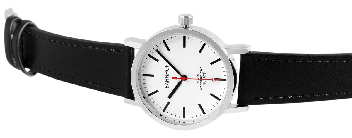 Bahnhof Bahnhof Herrenuhr mit Lederimitationsarmband elektroniktrade Switzerland