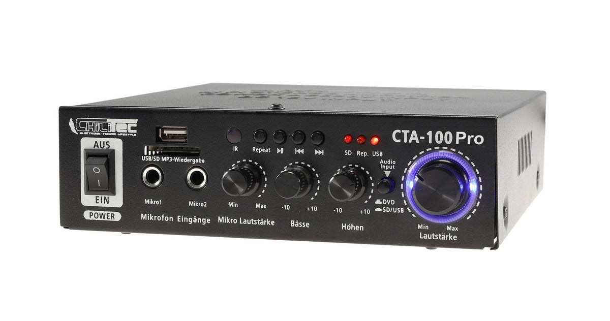 Chilitec HiFi-Verstärker "CTA-100 Pro" 100W 1x Line IN, USB/SD, FB, Bluetooth Elektroniktrade Switzerland