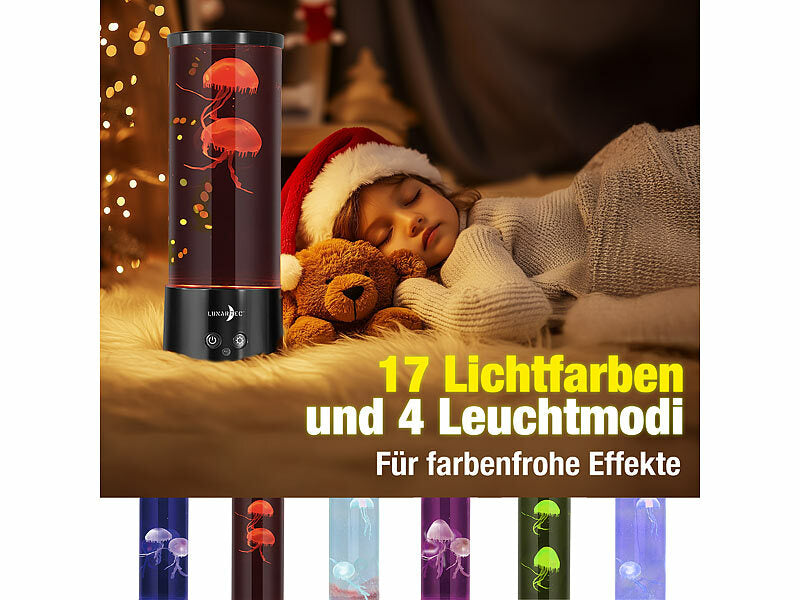 LED-Quallen-Leuchte, 17 Farben, 4 Modi, 3 Helligkeiten, Fernbedienung