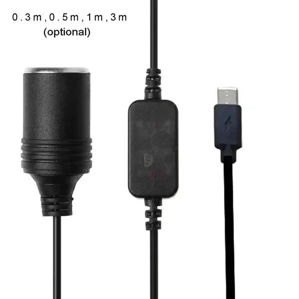 Elektroniktrade 5 V-20 V einstellbares Spannungskonverterkabel Typ C auf Zigarettenanzünderbuchse elektroniktrade Switzerland