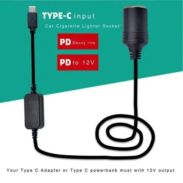 Elektroniktrade 5 V-20 V einstellbares Spannungskonverterkabel Typ C auf Zigarettenanzünderbuchse elektroniktrade Switzerland