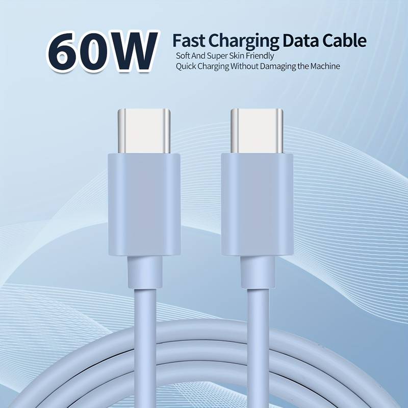 Elektroniktrade 60W USB-C-zu-USB-C-Kabel Macaron Blau Schnellladekabel 2m Elektroniktrade Switzerland