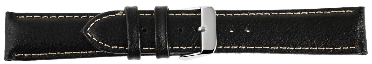 Elektroniktrade Echtleder Uhrenarmband, schwarz mit weißer Naht, 18 mm - 24 mm Elektroniktrade Switzerland