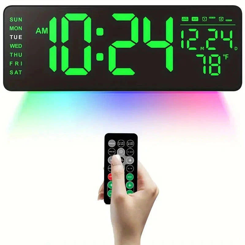 Elektroniktrade Große 12.5" Multifunktion Farb Digital Wanduhr mit Wecker elektroniktrade Switzerland