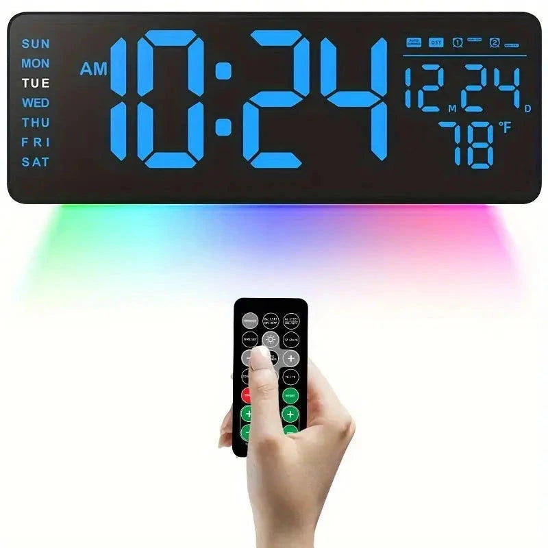 Elektroniktrade Große 12.5" Multifunktion Farb Digital Wanduhr mit Wecker elektroniktrade Switzerland