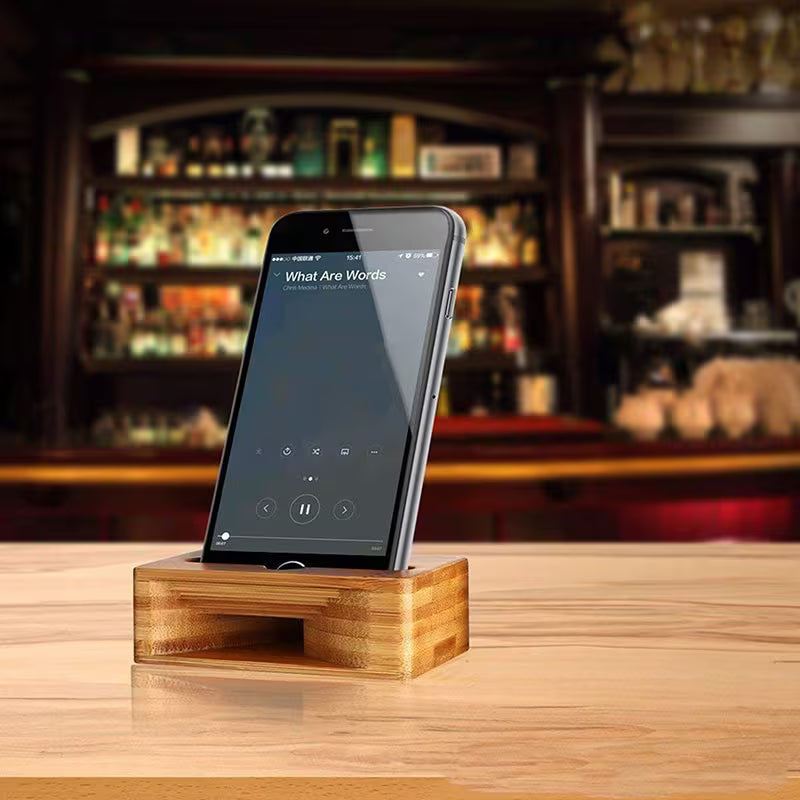 Elektroniktrade Handyhalterung mit Ständer und Verstärker | Holz- und Bambus-Design elektroniktrade Switzerland