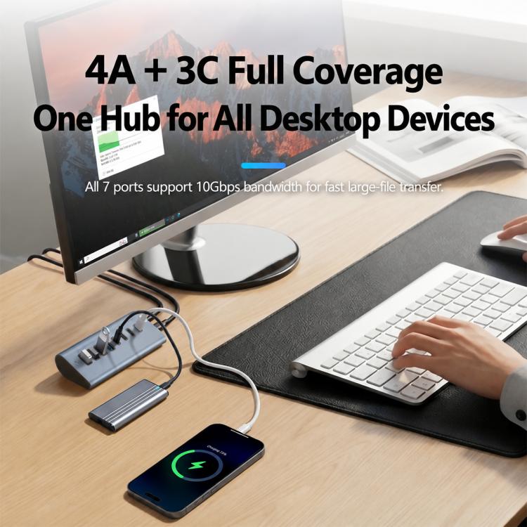 elektroniktrade HAS-4A4C 4 USB-A & 4 USB-C 10Gbps PD60W Max Output USB 3.2 HUB, HAS-4A4C elektroniktrade Switzerland