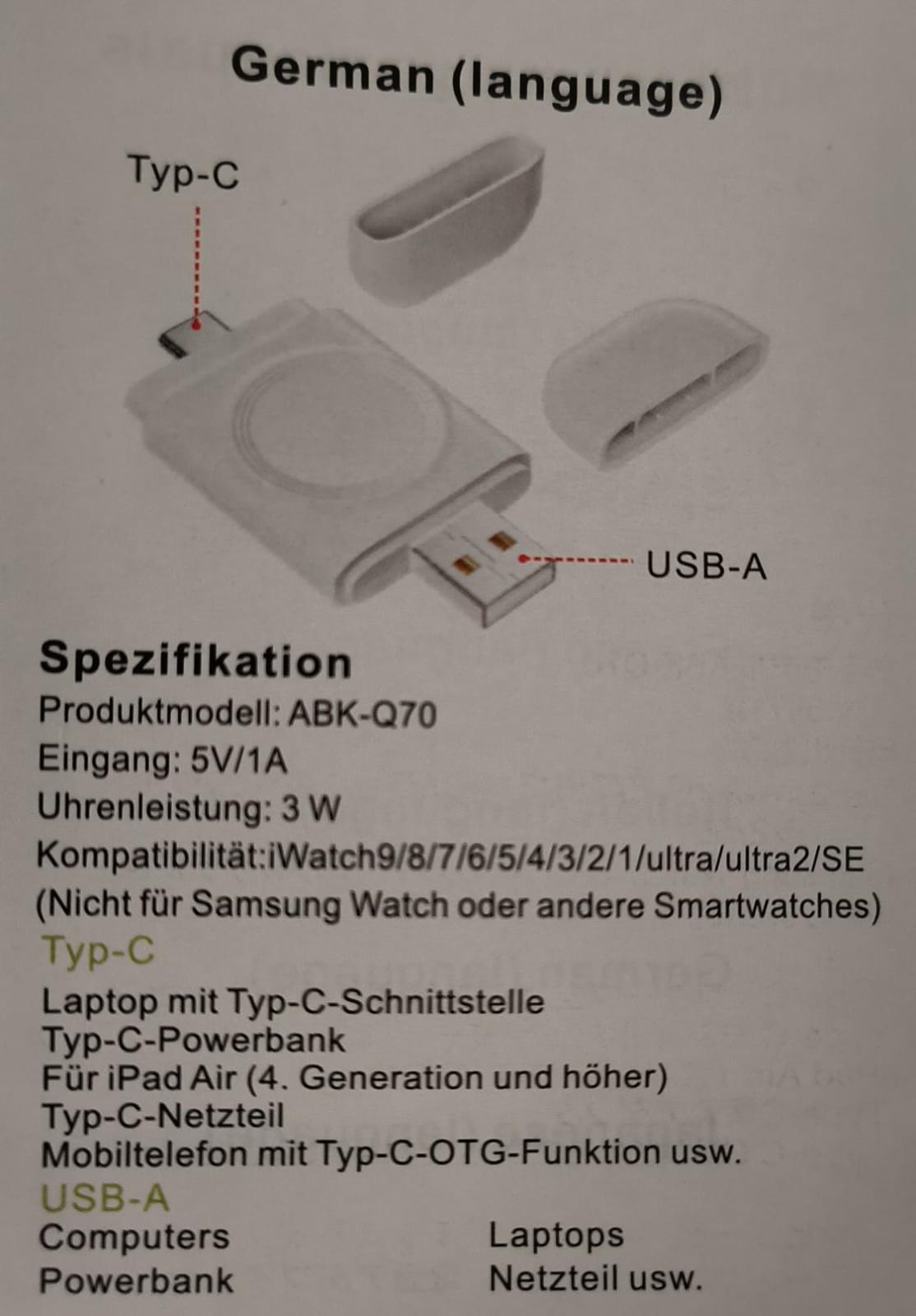 Elektroniktrade Kabellose Ladestation mit Dual-Interface Für die Apple Watch, mit USB & Typ C elektroniktrade Switzerland