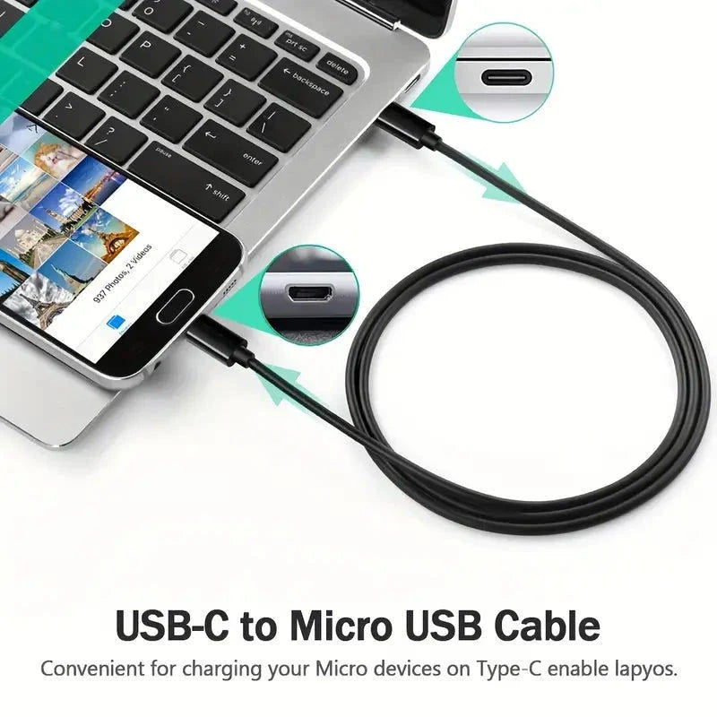 Elektroniktrade Ladekabel mit USB-C OTG zu MicroUSB, Daten-Synchronisationskabel 1m elektroniktrade Switzerland