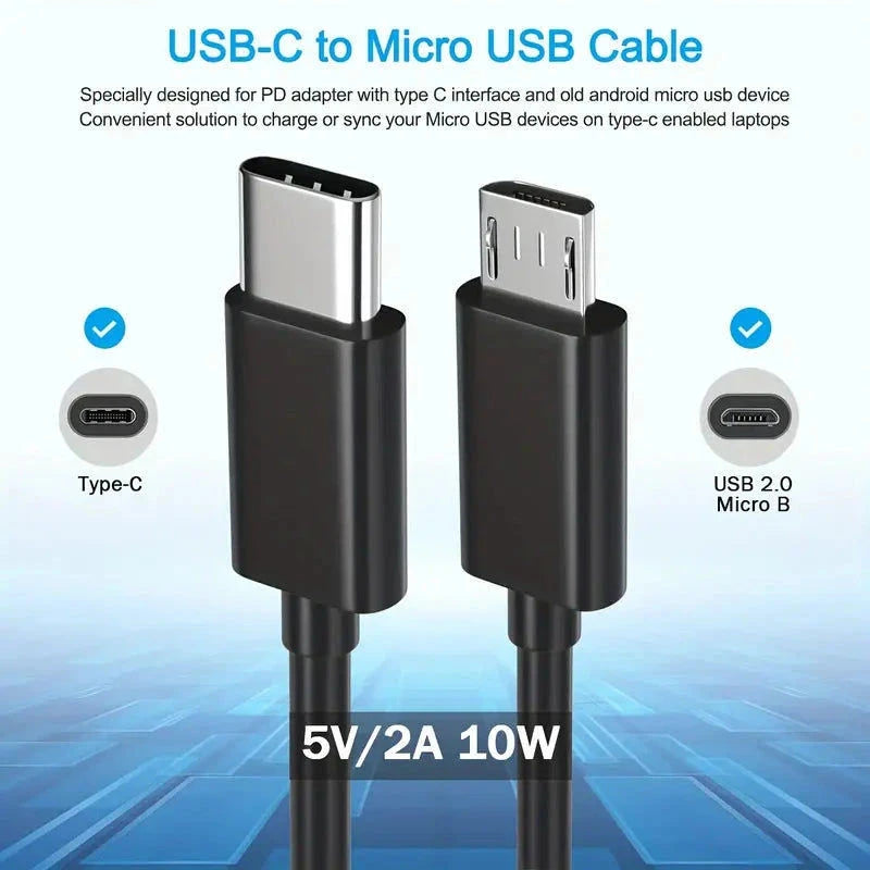 Elektroniktrade Ladekabel mit USB-C OTG zu MicroUSB, Daten-Synchronisationskabel 1m elektroniktrade Switzerland