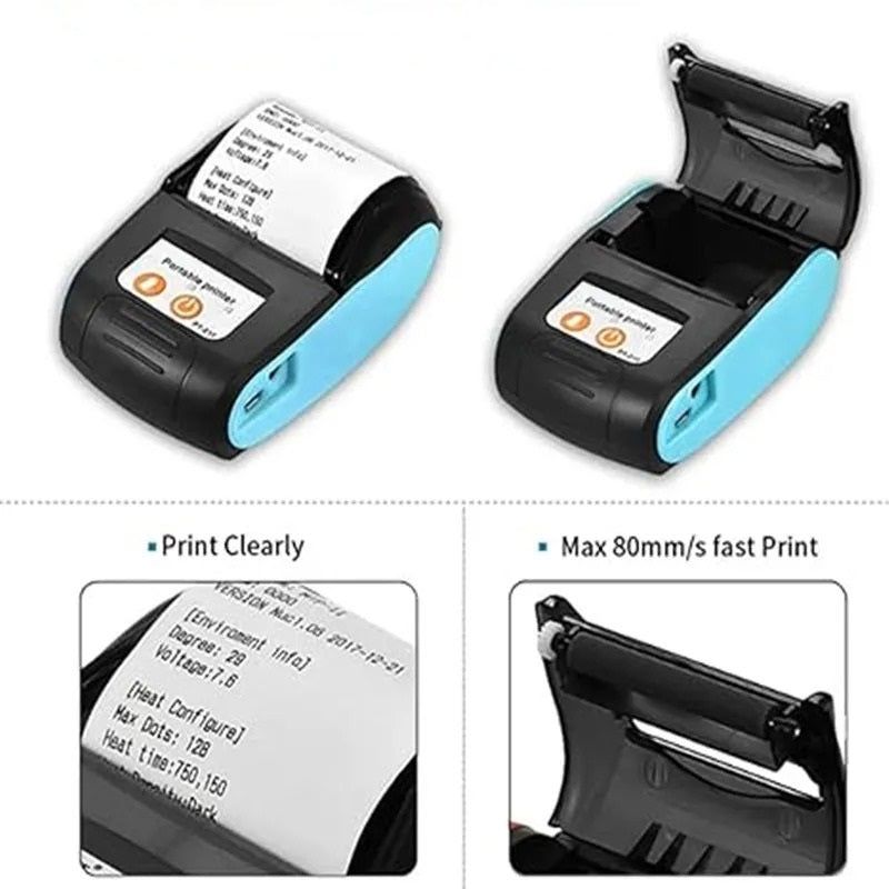 Elektroniktrade Mini Thermo Quittung Pos Drucker / Bluetooth/USB-C mit 3 Rollen in Hellblau elektroniktrade Switzerland