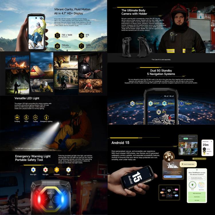 Elektroniktrade Ulefone Armor Mini 20T Pro, Wärmebildgebung, 8 GB + 256 GB, IP68/IP69K robustes Telefon, 4,7 Zoll Android 14 MediaTek Dimensity 6300 5G Octa Core, Netzwerk: 5G, NFC, OTG, Armor Mini 20T Pro Elektroniktrade Switzerland