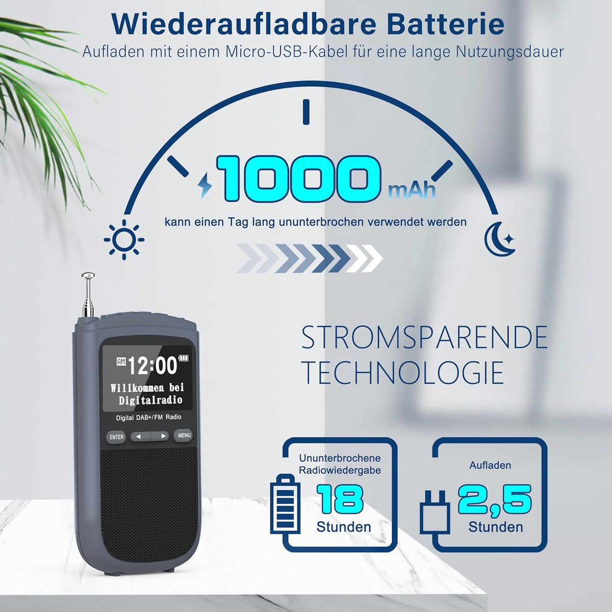 Greadio DAB+/FM Radio mit Kopfhörer,LCD-Display,Wecker,Uhr,Schlafzeit-Timer elektroniktrade Switzerland