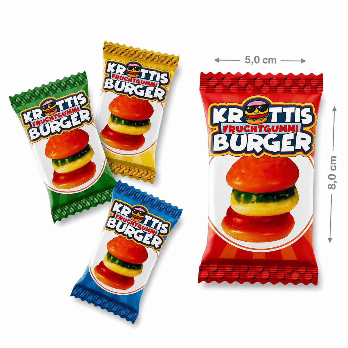 Krottis Krottis Fruchtgummi Burger je 7 g - 1er Pack oder 50er Pack Elektroniktrade Switzerland