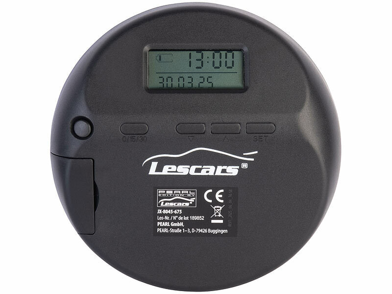 Lescars Digitale e-Parkscheibe, ECE-Zulassung, Erschütterungssensor, Solar elektroniktrade Switzerland