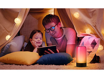 Luminea Home Control Luminea Home Control Tischlampe mit App: Smarte Stimmungsleuchte mit RGB-IC-LEDs, 15 Modi, WLAN, App, schwarz elektroniktrade Switzerland
