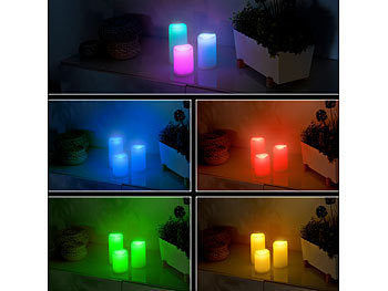 Lunartec 3er-Set dimmbare RGB-LED-Kerzen mit Timer & Fernbedienung, bunt, IP44 elektroniktrade Switzerland
