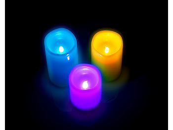 Lunartec 3er-Set dimmbare RGB-LED-Kerzen mit Timer & Fernbedienung, bunt, IP44 elektroniktrade Switzerland