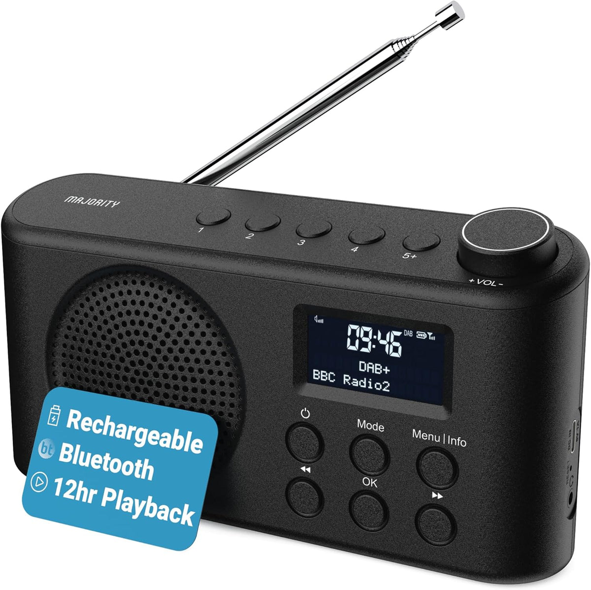 Majority Tragbares DAB+ Radio mit Bluetooth & USB-C & Akku elektroniktrade Switzerland