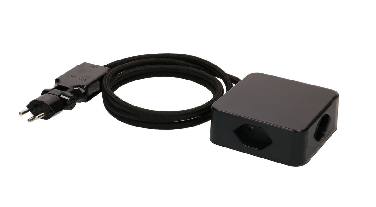 MAX HAURI SPLIT Steckdosenleiste Cube 4x Typ 13 schwarz-schwarz 2m clip-clap Elektroniktrade Switzerland