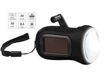 PEARL PEARL Solar Taschenlampe: Dynamo-Taschenlampe mit Solarpanel, 3 LEDs, 0,4 Watt, 20 Lumen, Akku elektroniktrade Switzerland