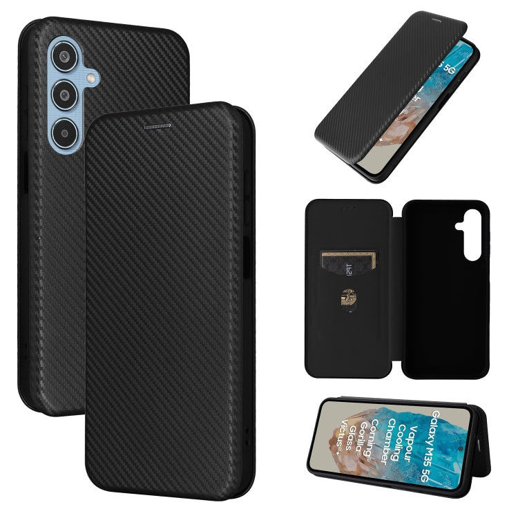 Samsung Für Samsung Galaxy M35 Carbon Fiber Texture Flip Leder Handyhülle elektroniktrade Switzerland