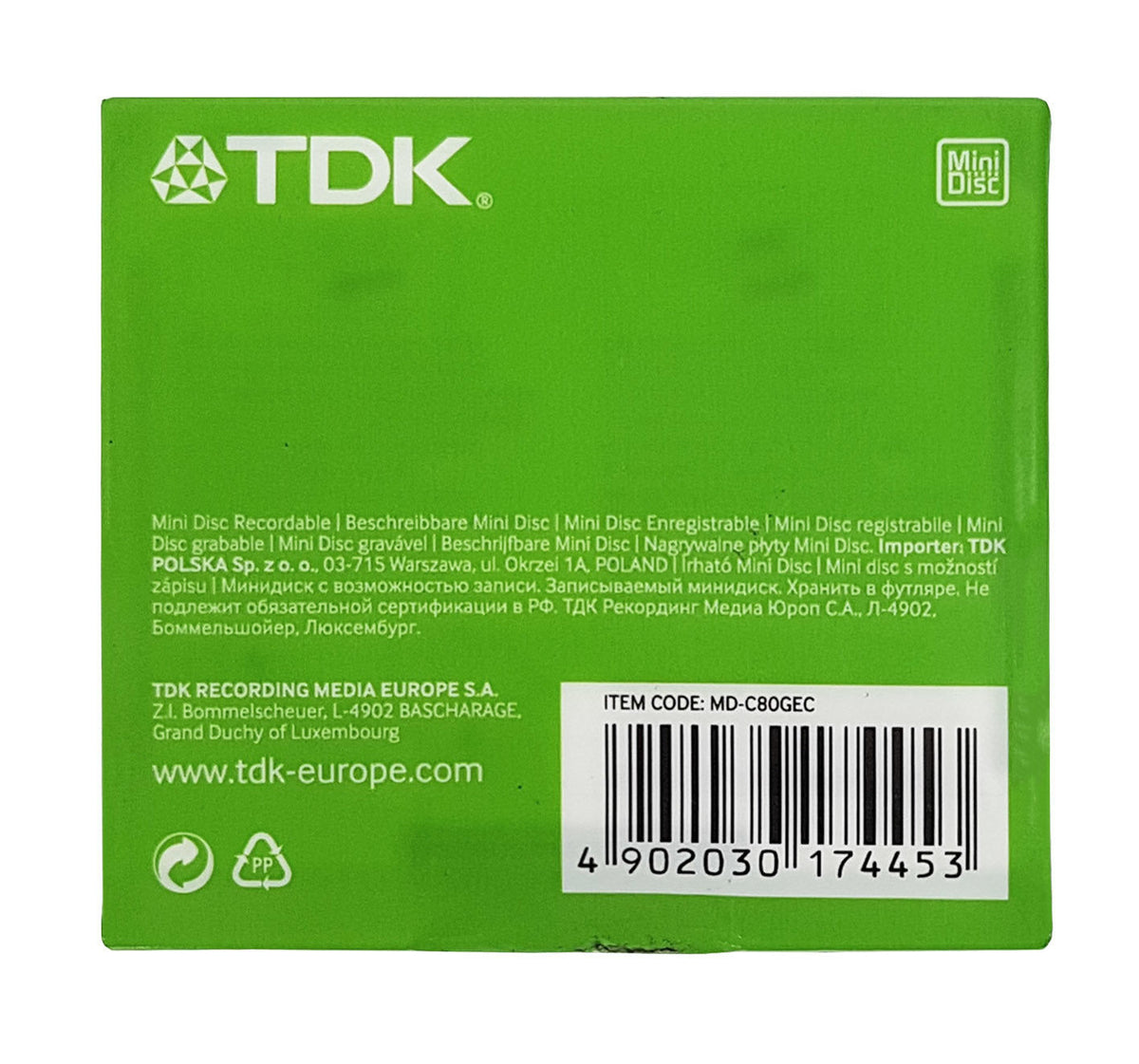 TDK TDK MiniDisc green 80 minuten elektroniktrade Switzerland