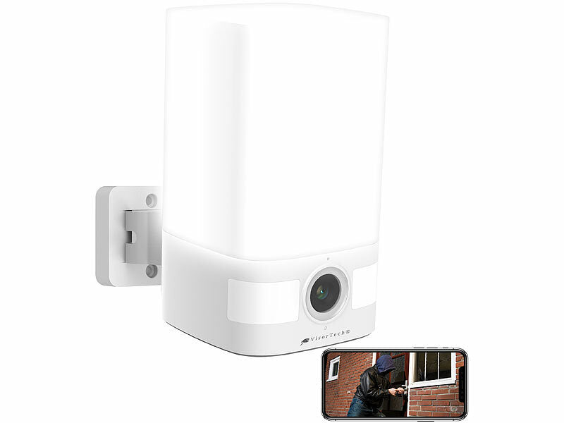 VisorTech 2K-Akku-Überwachungskamera, LED-Licht 600 lm, Alarm, WLAN, App, IP65 elektroniktrade Switzerland