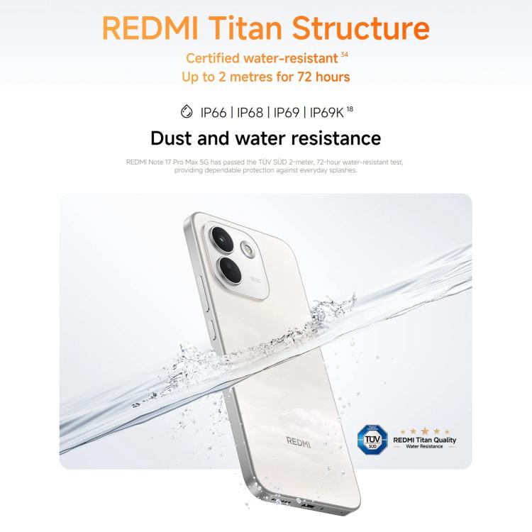 Xiaomi Xiaomi Redmi Note 17 Pro Max Global, 12 GB + 256 GB, Fingerabdrucksensor im Display, 6,83 Zoll, Xiaomi HyperOS 3, Snapdragon 6 Gen 5 Octa-Core-Prozessor, Netzwerk: 5G, NFC, 12GB+256GB elektroniktrade Switzerland