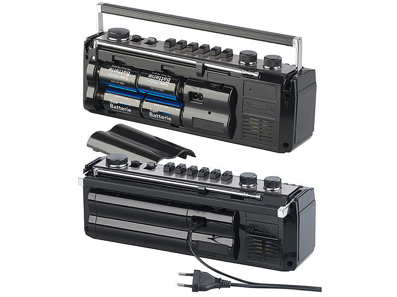 Retro-Boombox mit Kassetten-Player, Radio, USB, SD & Bluetooth, 8 Watt
