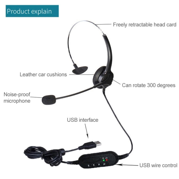 USB Headset 101U mit drehbarem 300-Grad-Mikrofon
