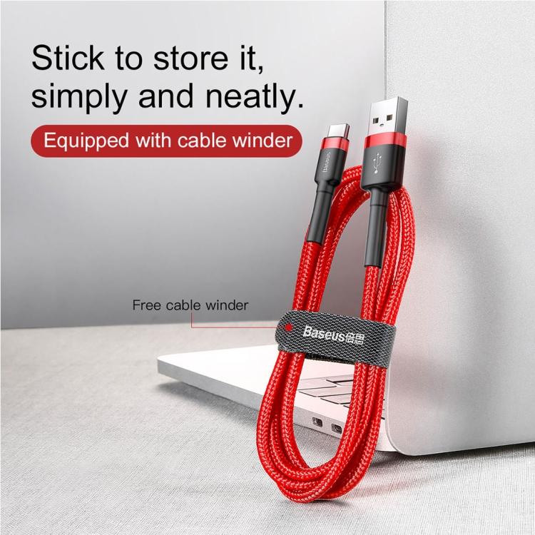 BASEUS Baseus 2A Typ C / USB-C Cafule Robustes Ladekabel, Länge: 3 m (rot) Elektroniktrade Switzerland