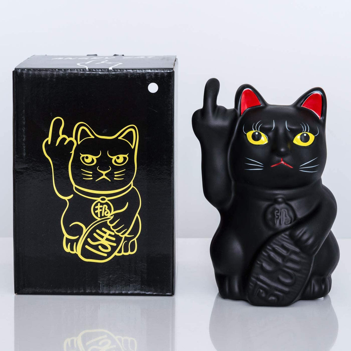 Elektroniktrade Stinkekatze, Winkekatze schwarz als Spardose aus Keramik Elektroniktrade Switzerland