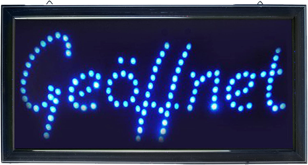 Elektroniktrade Werbeschild Led Schild Leuchtreklame Motiv Geöffnet Rot/Blau Elektroniktrade Switzerland