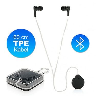 Elektroniktrade Wireless Kopfhörer mit 60 cm TPE-Kabel und Clip, Bluetooth 4.0 in Schwarz-Weiß elektroniktrade Switzerland