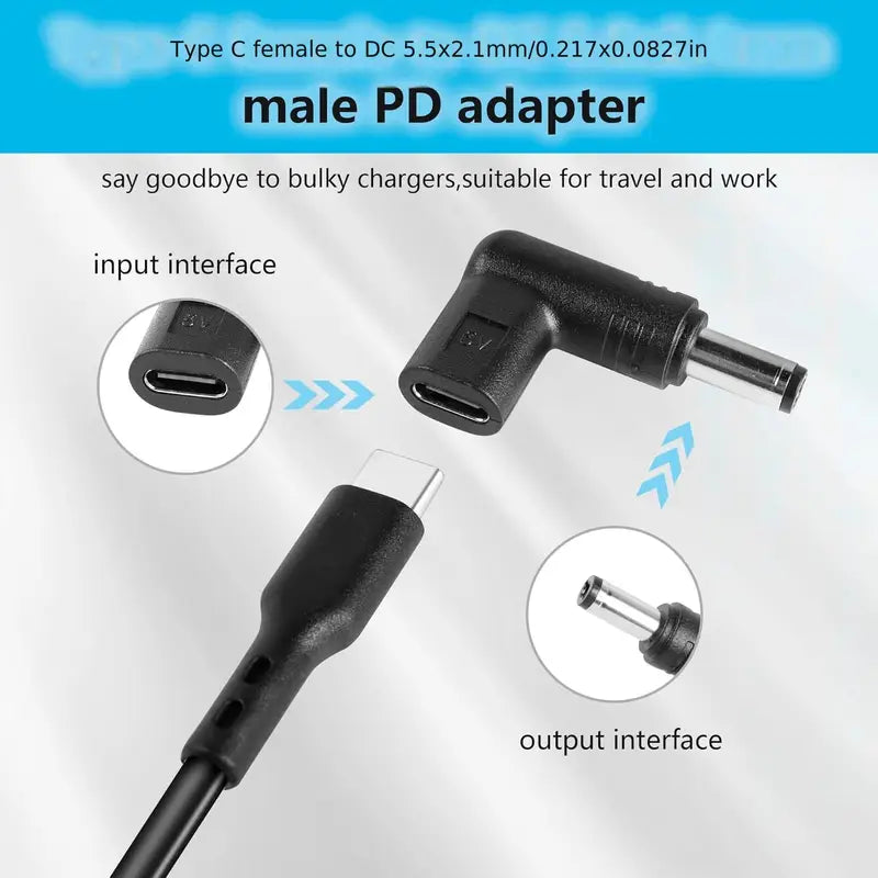 USB-C 90° Adapter DC-Anschlüsse 5V, 3.0–5.5 mm, Ladeadapter für Router 6 Stück