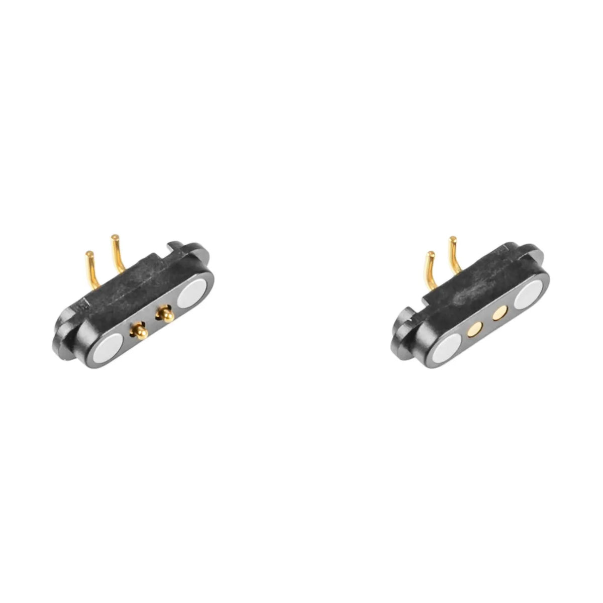 BerryBase Pogo-Pin Stecker und Sockel, 2-polig, magnetisch, 90°, ohne Kabel und Ösen